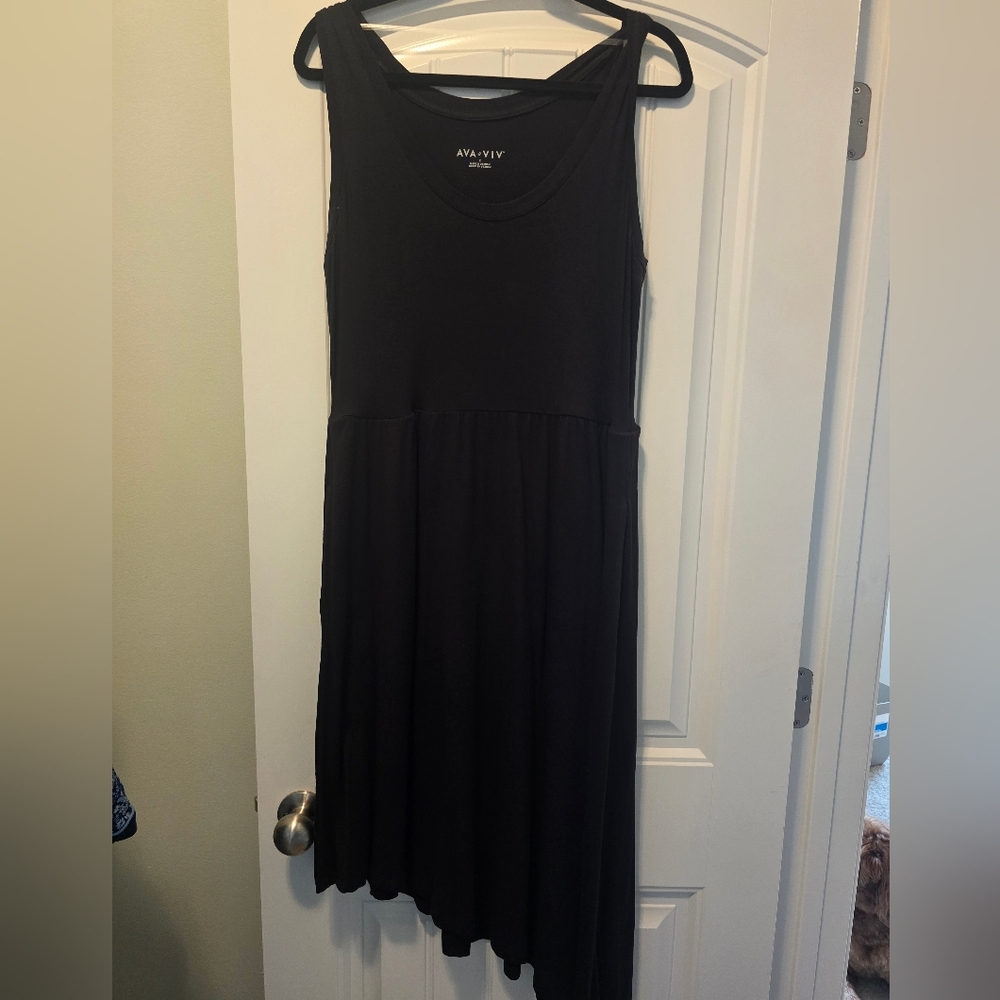 Ava & Viv Black XL Asymmetrical Dress with Pockets